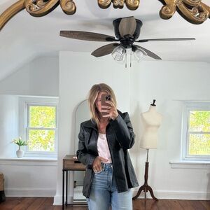 Womens black genuine leather jacket medium